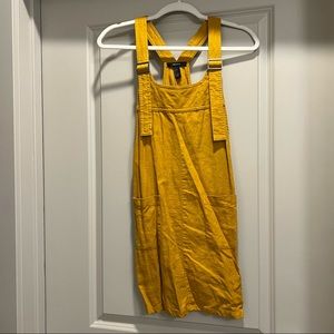 Yellow Linen Overall Dress, S